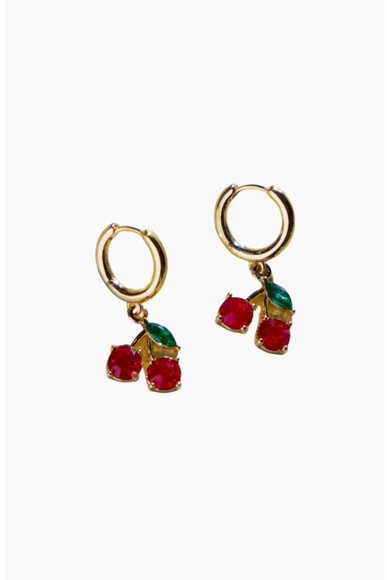 Cherry Huggies Earrings, Main, color, Cherry Red