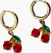 Nickel & Suede Cherry Huggies Earrings