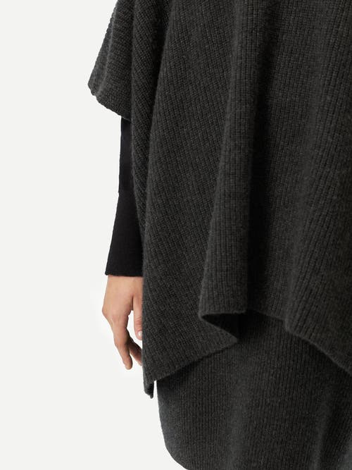 Gobi Mongolian Cashmere Rib-knit Cashmere Poncho In Charcoal