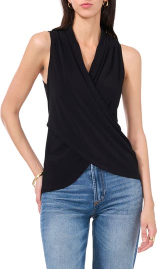 売れ筋商品|||ヴィンスカムート カットソー トップス レディース Women's V-Neck Crossover Sleeveless Top Rich Black Vince Camuto Crossover Tank | Nordstrom