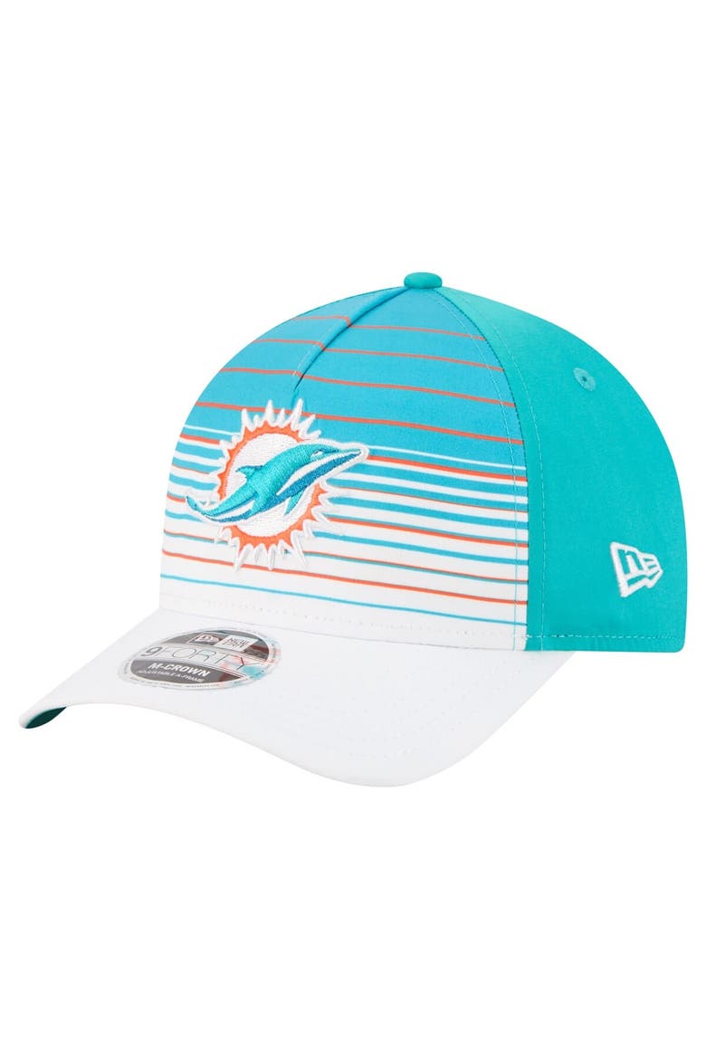 Men's New Era  White/Aqua Miami Dolphins Adventure Gradient 9FORTY M-Crown A-Frame Adjustable Hat, Main, color, White