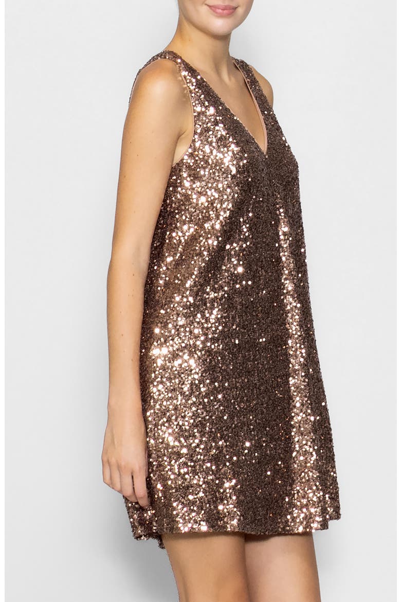 Sequin Shift Minidress, Alternate, color, COPPER
