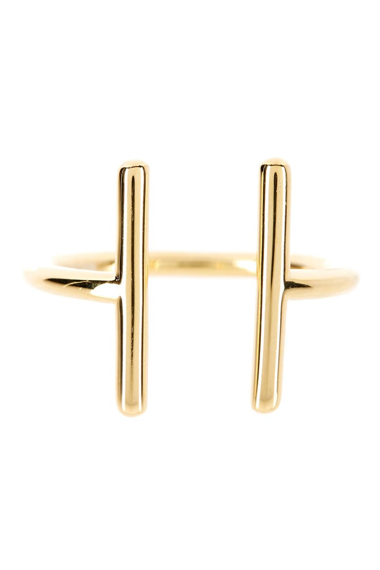 14K Gold Vermeil Parallel Bar Ring, Main, color, GOLD