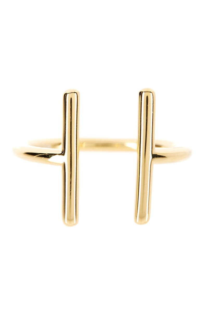 Sterling Forever 14K Gold Vermeil Parallel Bar Ring, Main, color, Gold