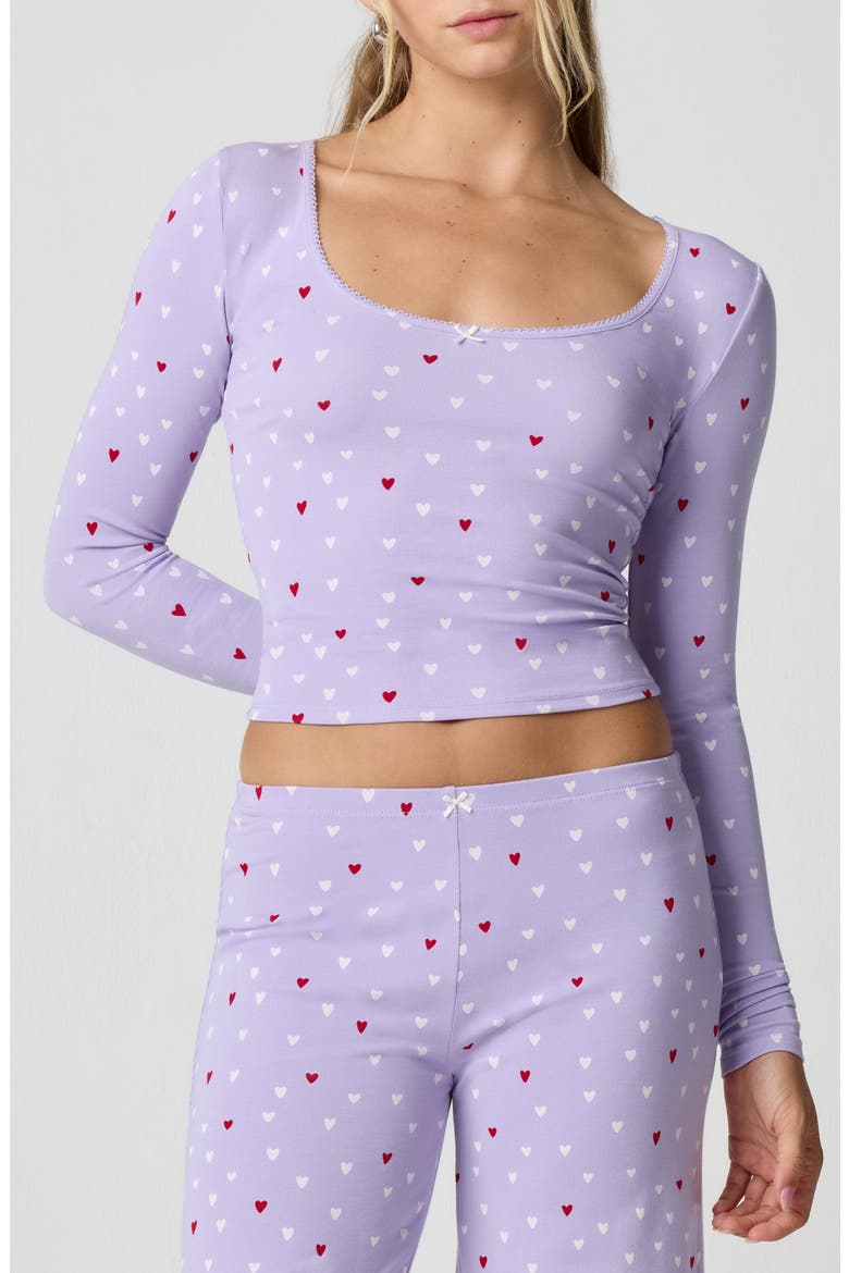Holidaze Rib Sleep Top, Main, color, PURPLE MULTI HEART