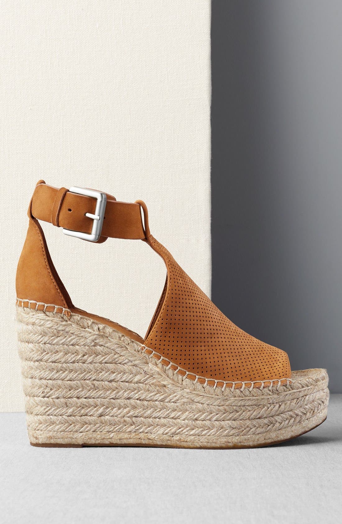 Annie Perforated Espadrille Platform Wedge, Alternate, color, MUSHROOM SUEDE