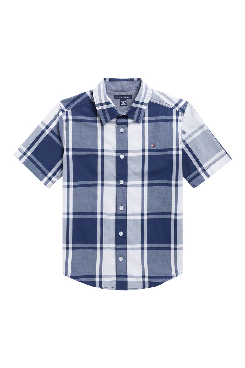Kids' Plaid Button-Up Shirt, Main, color, MEDIEVAL BLUE