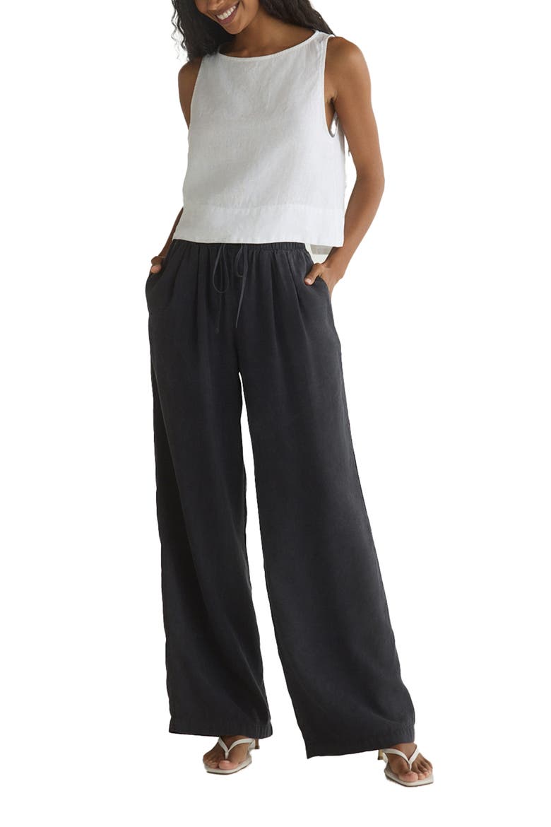 Wide Leg Pull-On Pants, Alternate, color, VINTAGE BLACK