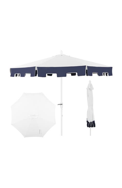 Baiona 9 ft. Classic MidCentury Market Patio Umbrella with UV Protection, Auto-Tilt, Crank and Wind Vent