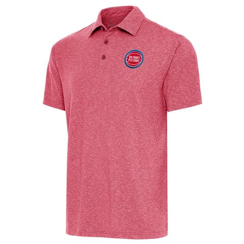 Men's Antigua  Heather Red Detroit Pistons Par Polo