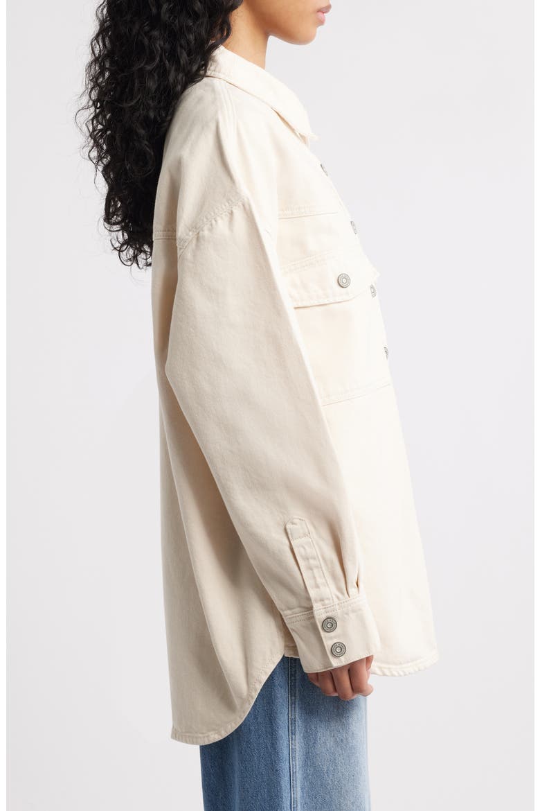 Oversize Western Denim Shirt, Alternate, color, KHAKI