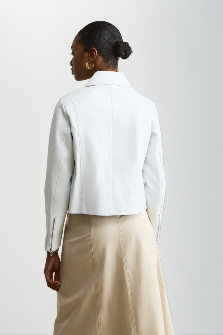 Daisy Leather Jacket, Alternate, color, White