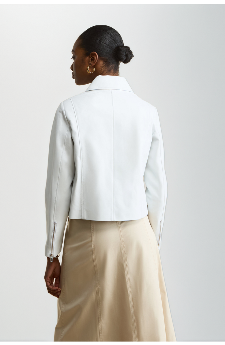 FURNIQ UK Daisy Leather Jacket, Alternate, color, White