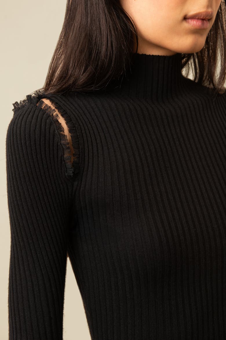 Salem Sleek Fitted Lightweight Knit Sweater, Alternate, color, Black
