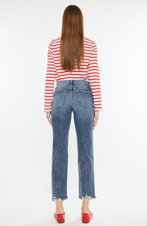 Kancan Kathrine Essentials High Rise Slim Straight Leg Jeans In Blue