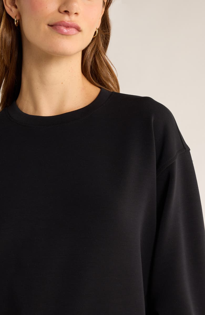 Zella Cozy Scuba Knit Crew Sweatshirt, Alternate, color, Black