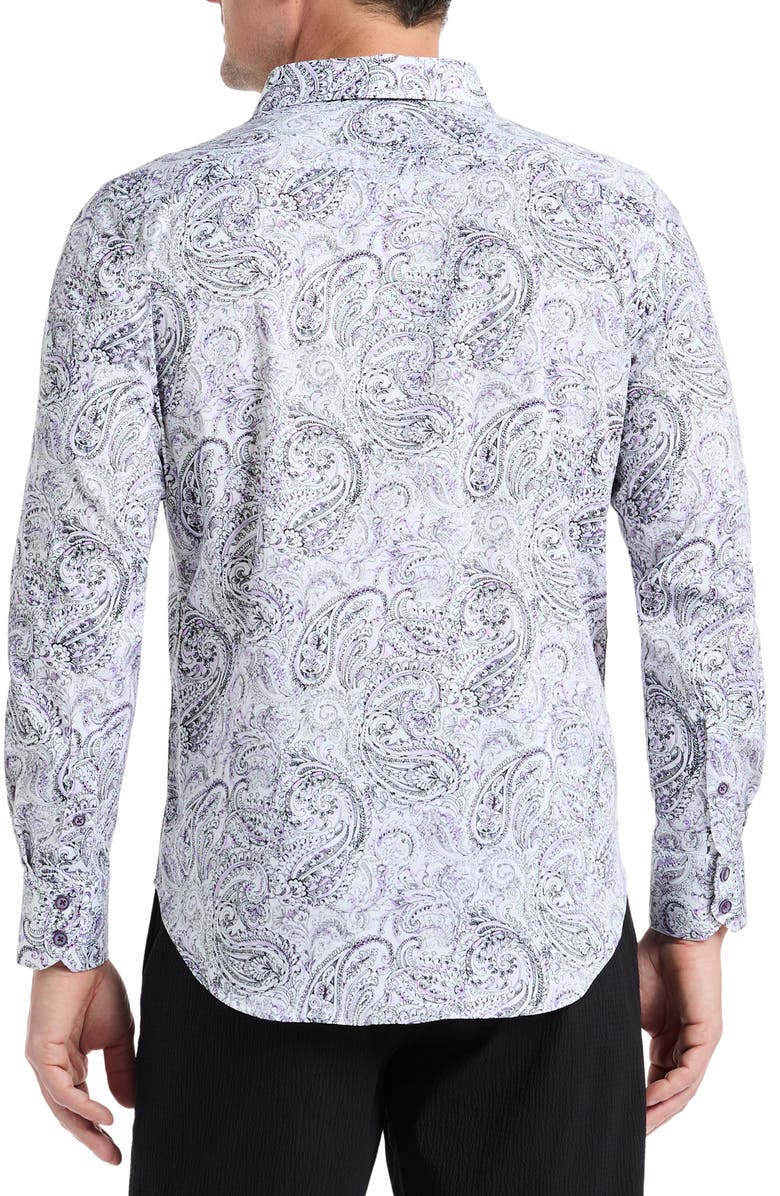 Robert Graham Ibiza Paisley Stretch Button-Up Shirt, Alternate, color, Purple