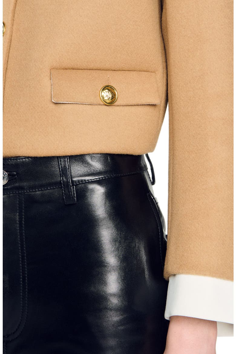 Cropped wool-blend jacket, Alternate, color, Camel