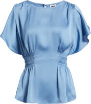 Anne Klein Flutter Sleeve Smocked Waist Top