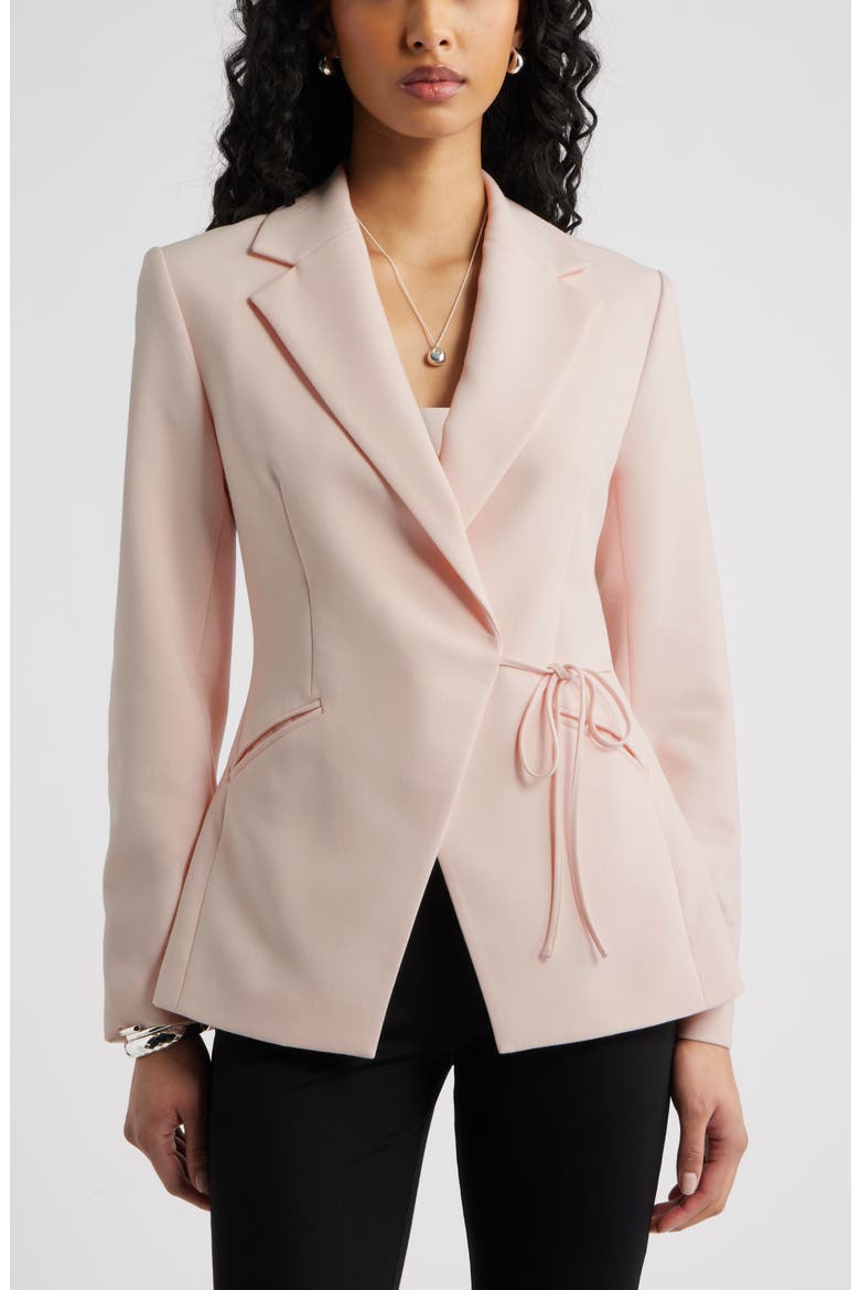Icon Twill Side Tie Blazer, Main, color, PINK PEONY BUD