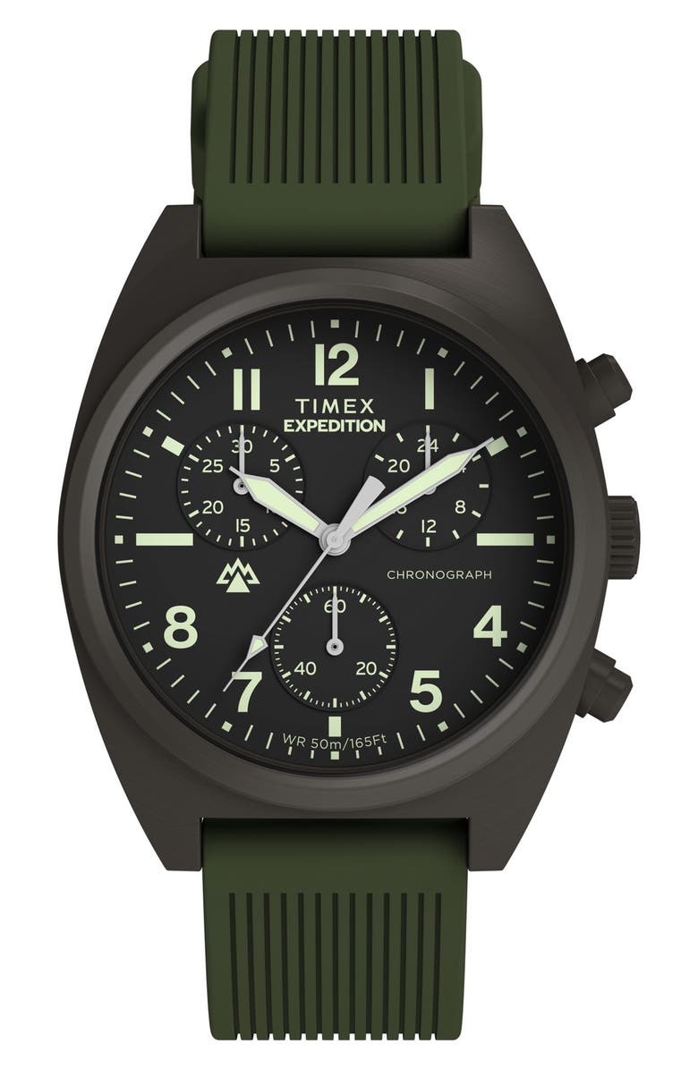 Timex<sup>®</sup> Expedition Capstone Chronograph Silicone Strap Watch, 41mm, Main, color, Gunmetal