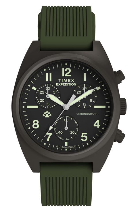Expedition Capstone Chronograph Silicone Strap Watch, 41mm