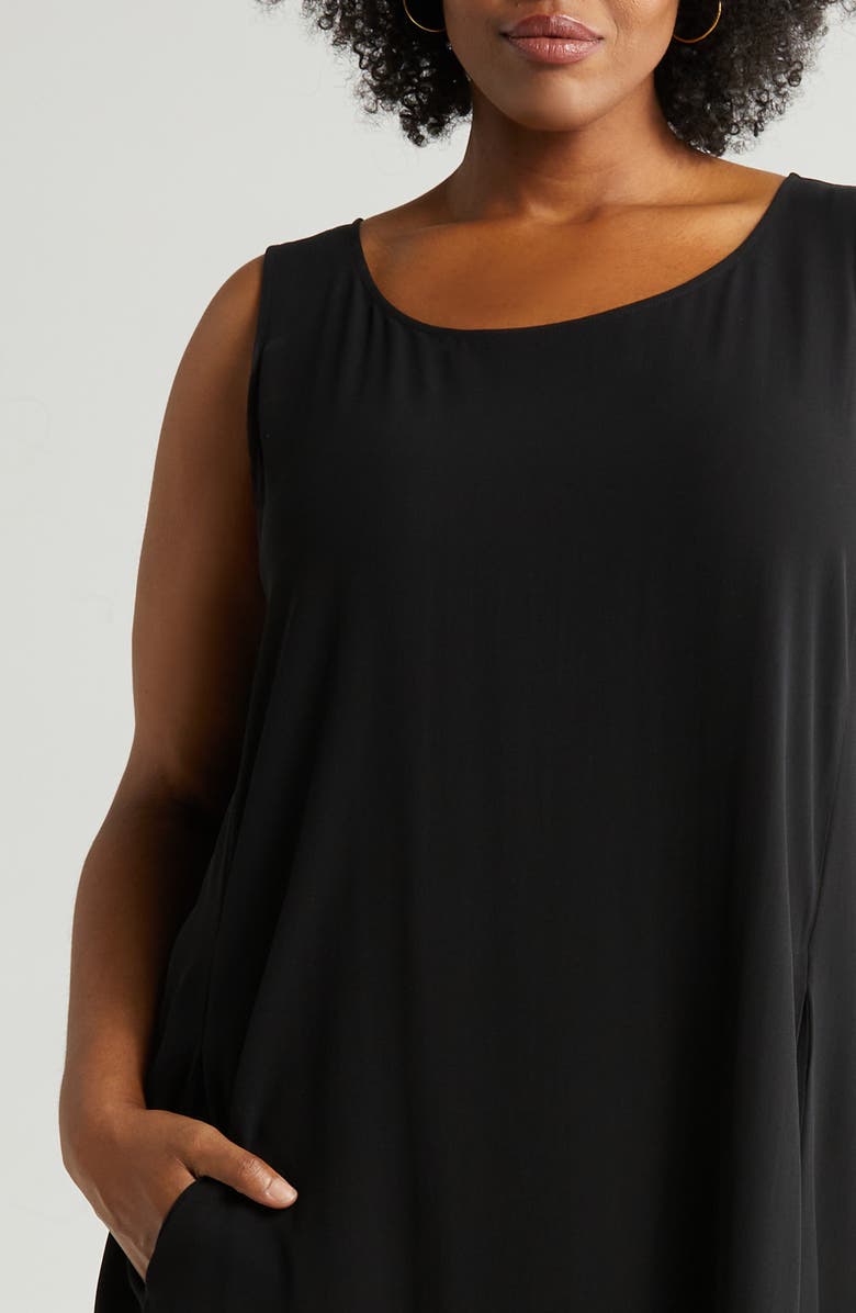 Eileen Fisher Scoop Neck Silk Midi Dress, Alternate, color,