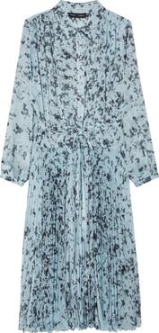 Proenza Schouler Jones Long Sleeve Pleated Crinkle Chiffon Shirtdress