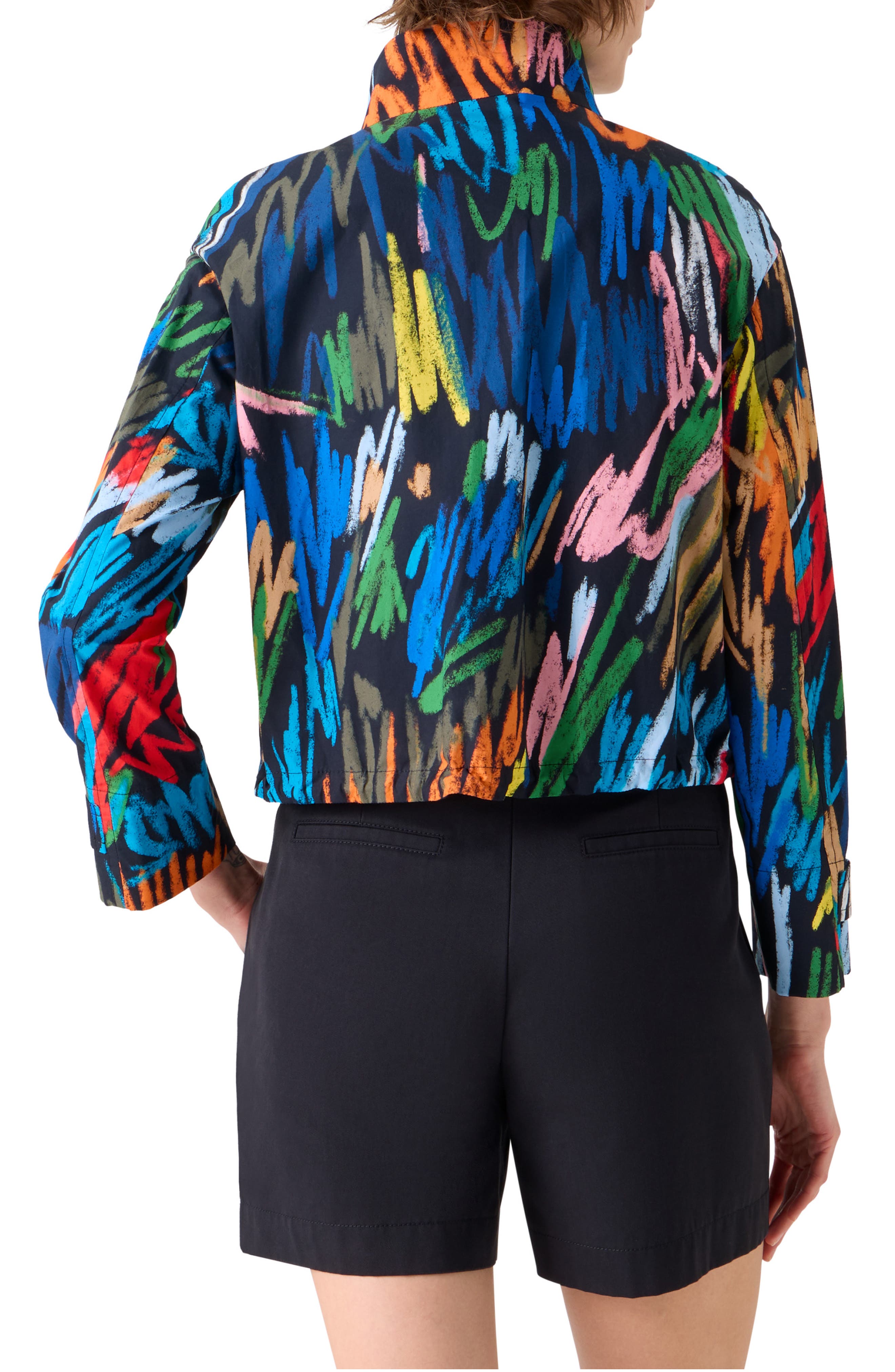 Oversize Scribble Print Cotton Jacker - image 2