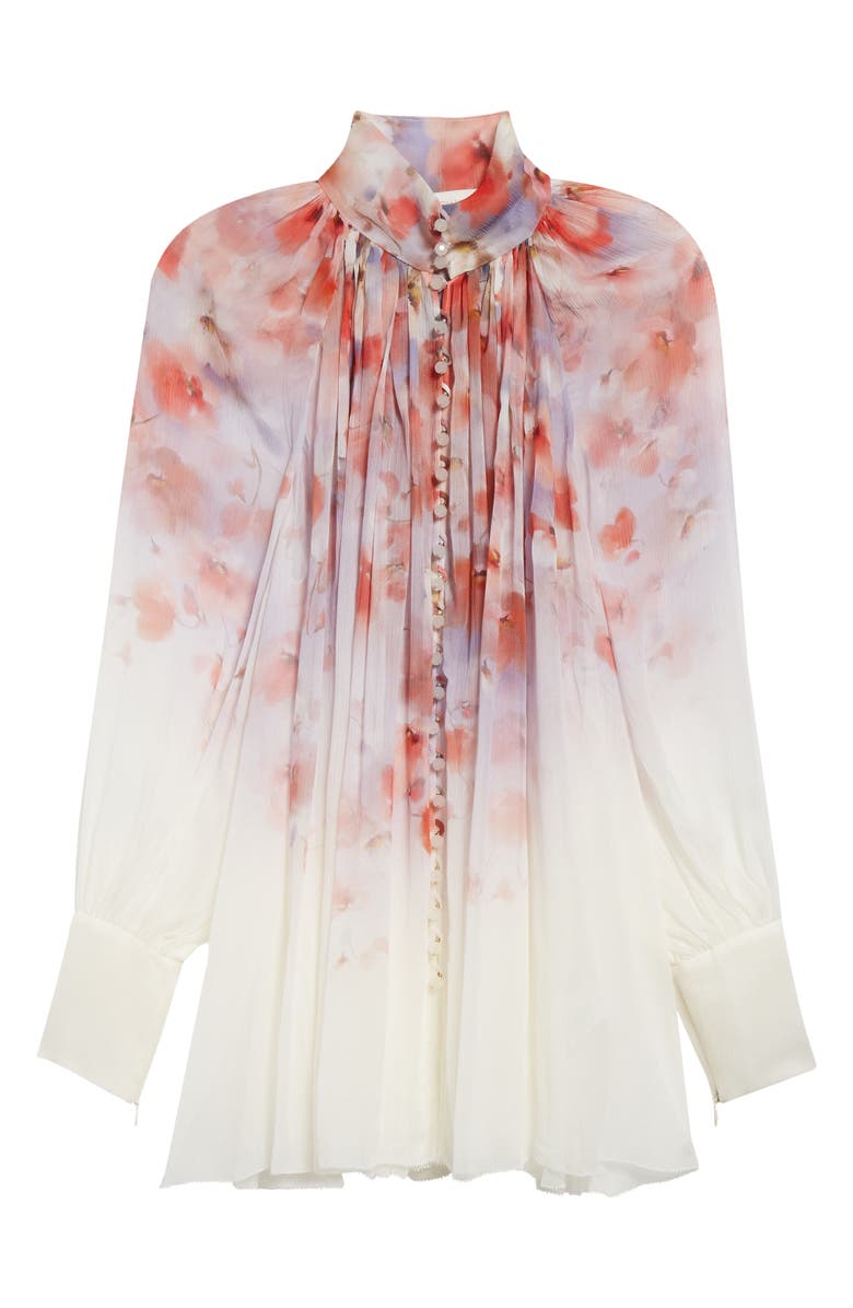 Zimmermann Crush Floral Print Gathered Top, Alternate, color, 