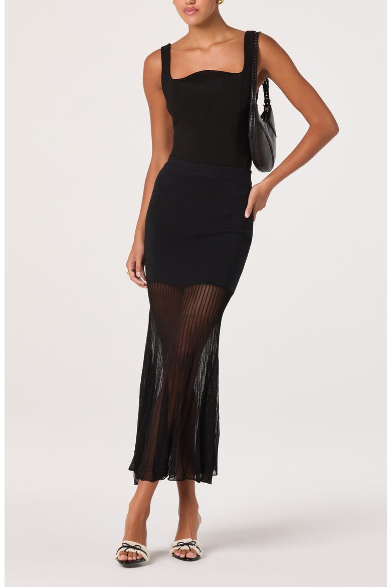 Contrast Knit Skirt, Alternate, color, BLACK