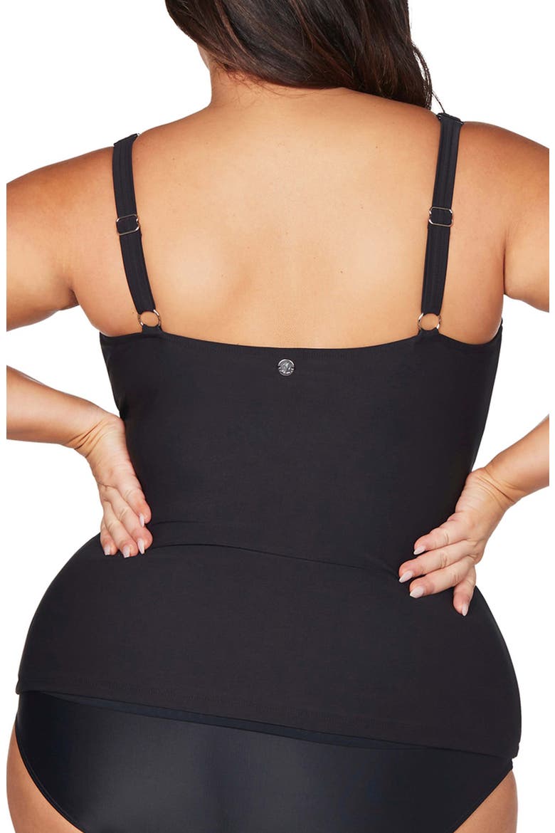 Hues Raphael E- & F-Cup Underwire Tankini Top, Alternate, color, BLACK