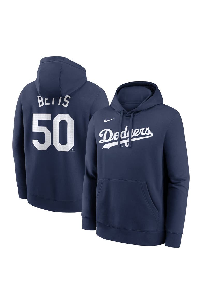 Men's Nike Mookie Betts Navy Los Angeles Dodgers Player Name & Number Club Pullover Hoodie, Main, color, Navy