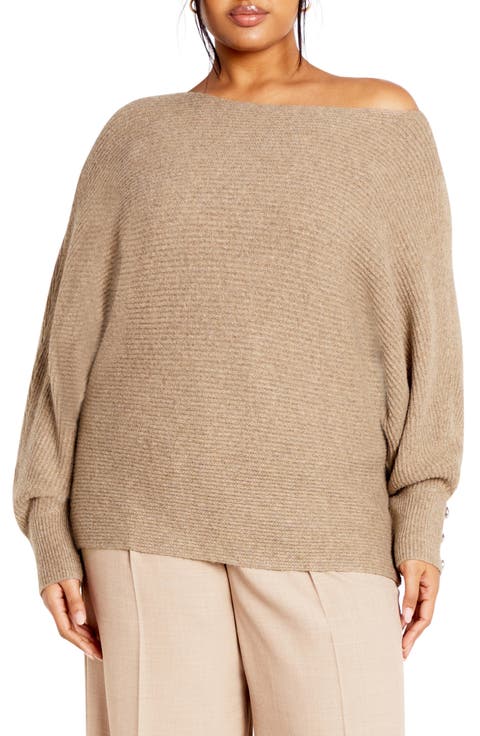Eleni Slouchy One-Shoulder Sweater (Plus)