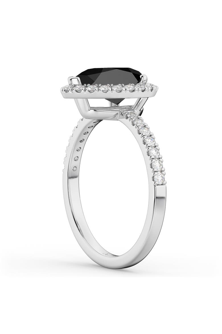 Pear Cut Halo Black Onyx & Diamond Engagement Ring 14K, Alternate, color, 2.21ct/White Gold