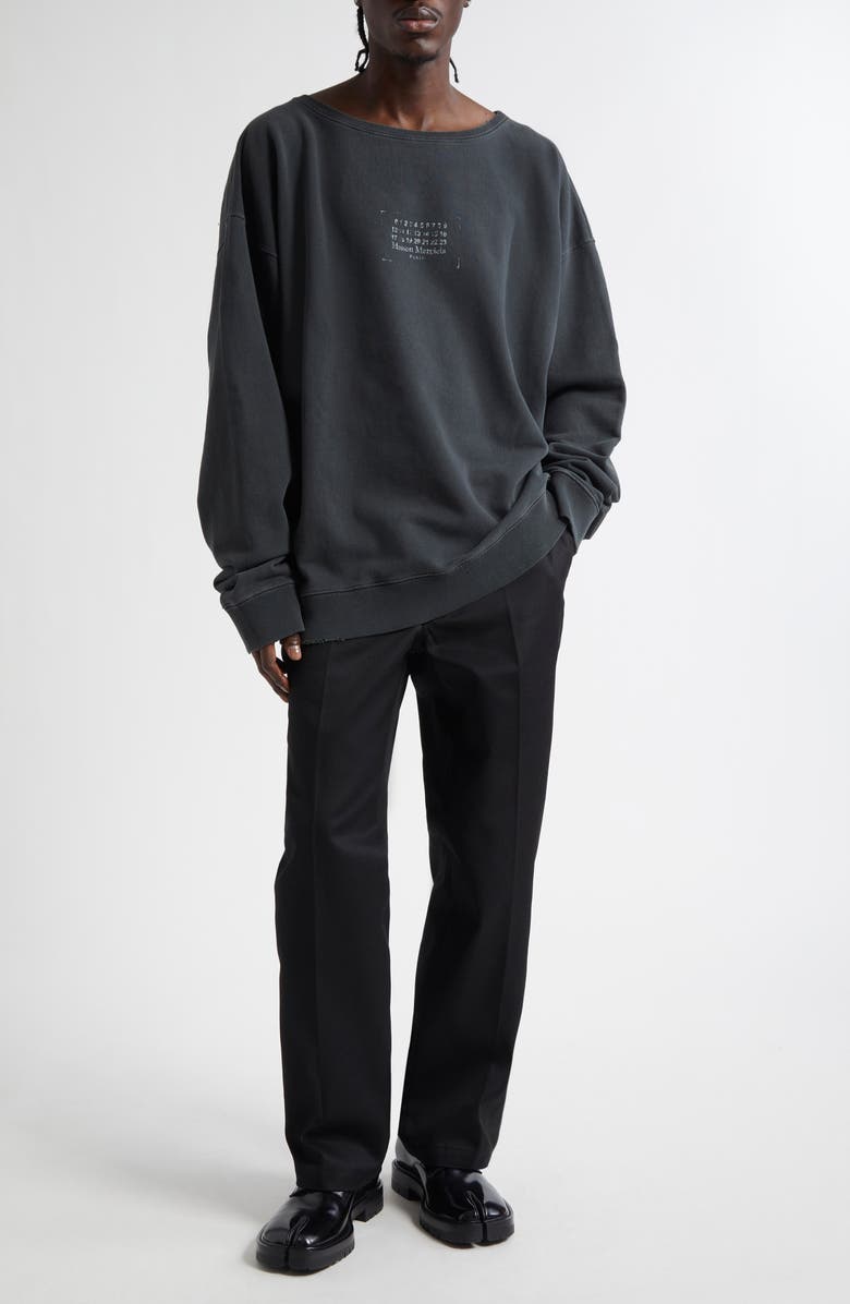 Maison Margiela Numeric Motif Cotton Jersey Graphic Sweatshirt, Alternate, color, Washed Black