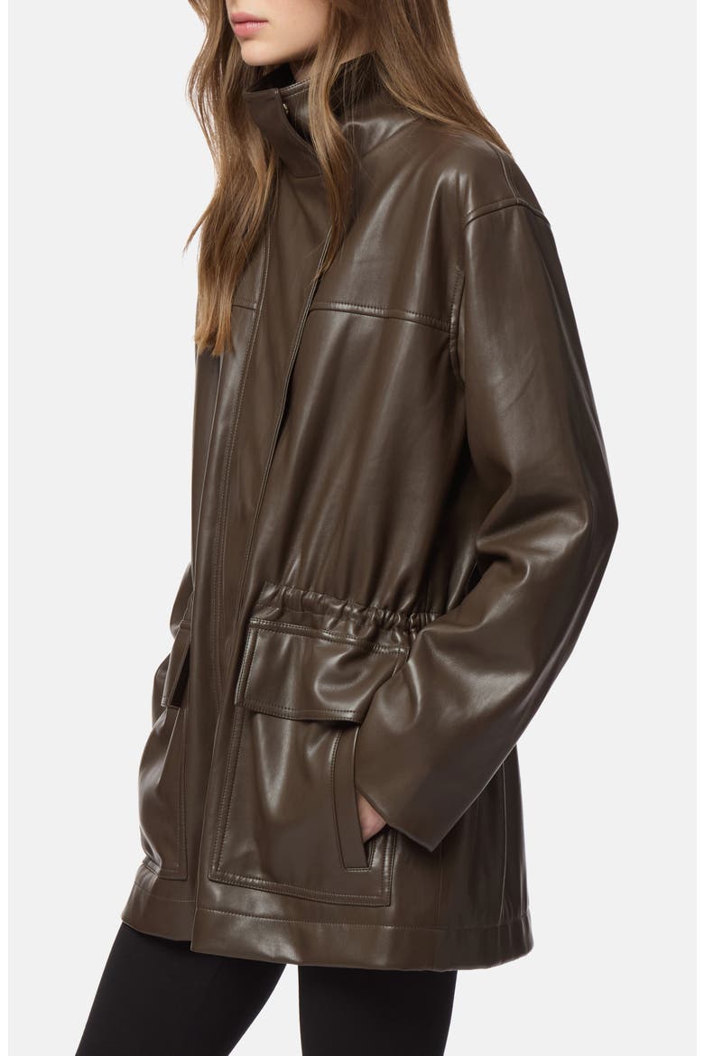 Edie Faux Leather Parka, Alternate, color, DEEP BROWN