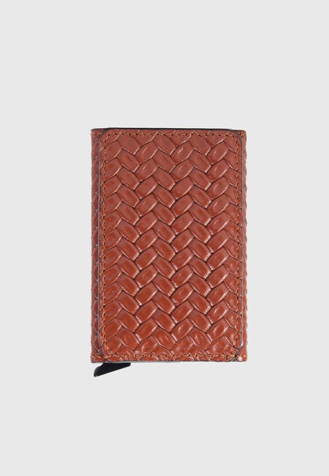 Genuine Leather Weave Pattern Card Holder