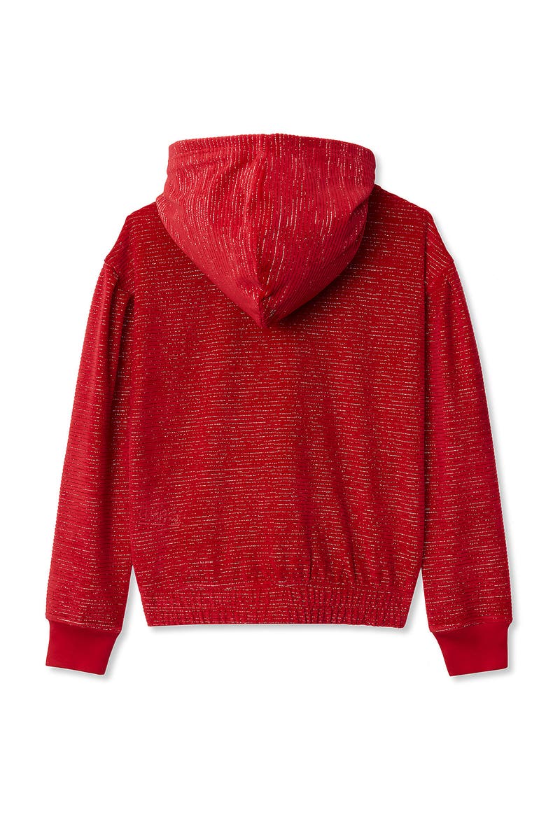 Girls Velour Hoodie Sweatshirt, Alternate, color, Cherry Bow Stripe