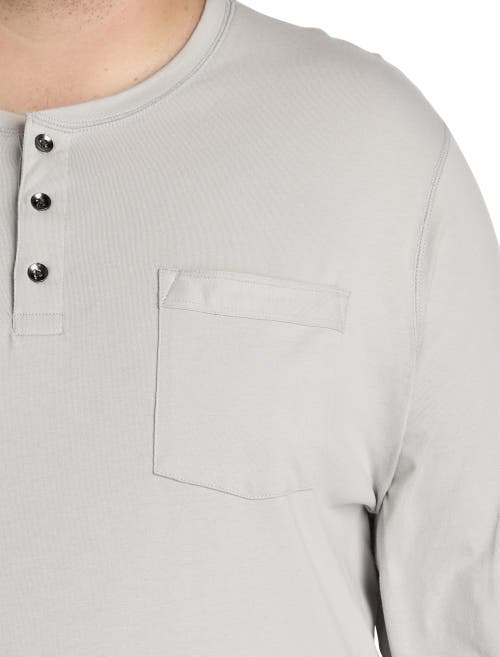 Harbor Bay By Dxl Long-sleeve Jersey Henley Shirt In Harbor Mist