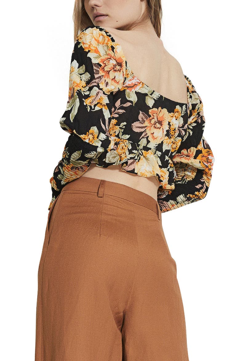 Floral Tie Crop Top, Alternate, color, BLACK BOLD FLORAL