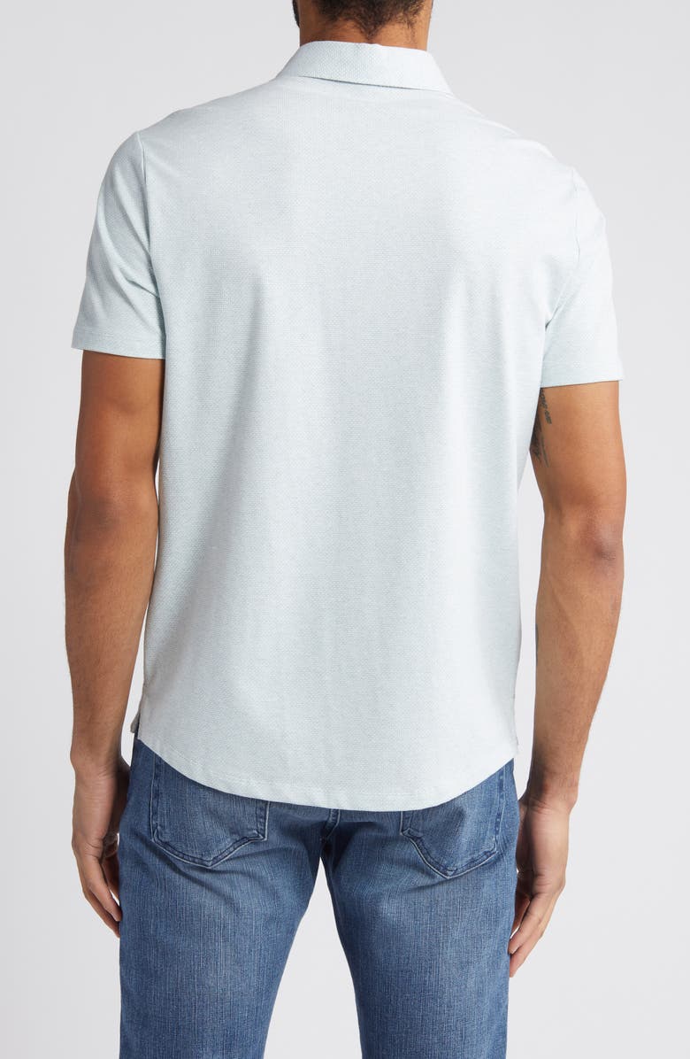 Robert Barakett Keyes Slim Fit Microprint Short Sleeve Knit Button-Up Shirt, Alternate, color, Teal