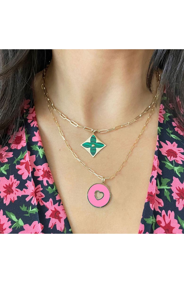 The Lovery Fine Jewelry Bubblegum Pink Donut Heart Charm, Alternate, color, 