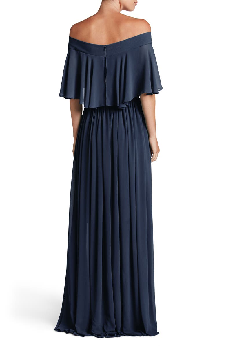 Dress the Population Violet Off the Shoulder Chiffon Gown, Alternate, color,