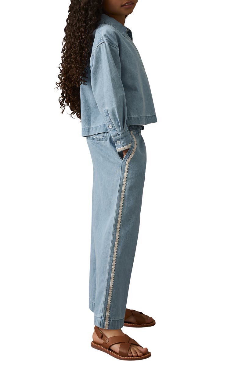 Reiss Kids' Lace Trim Wide Leg Jeans, Alternate, color, Light Blue