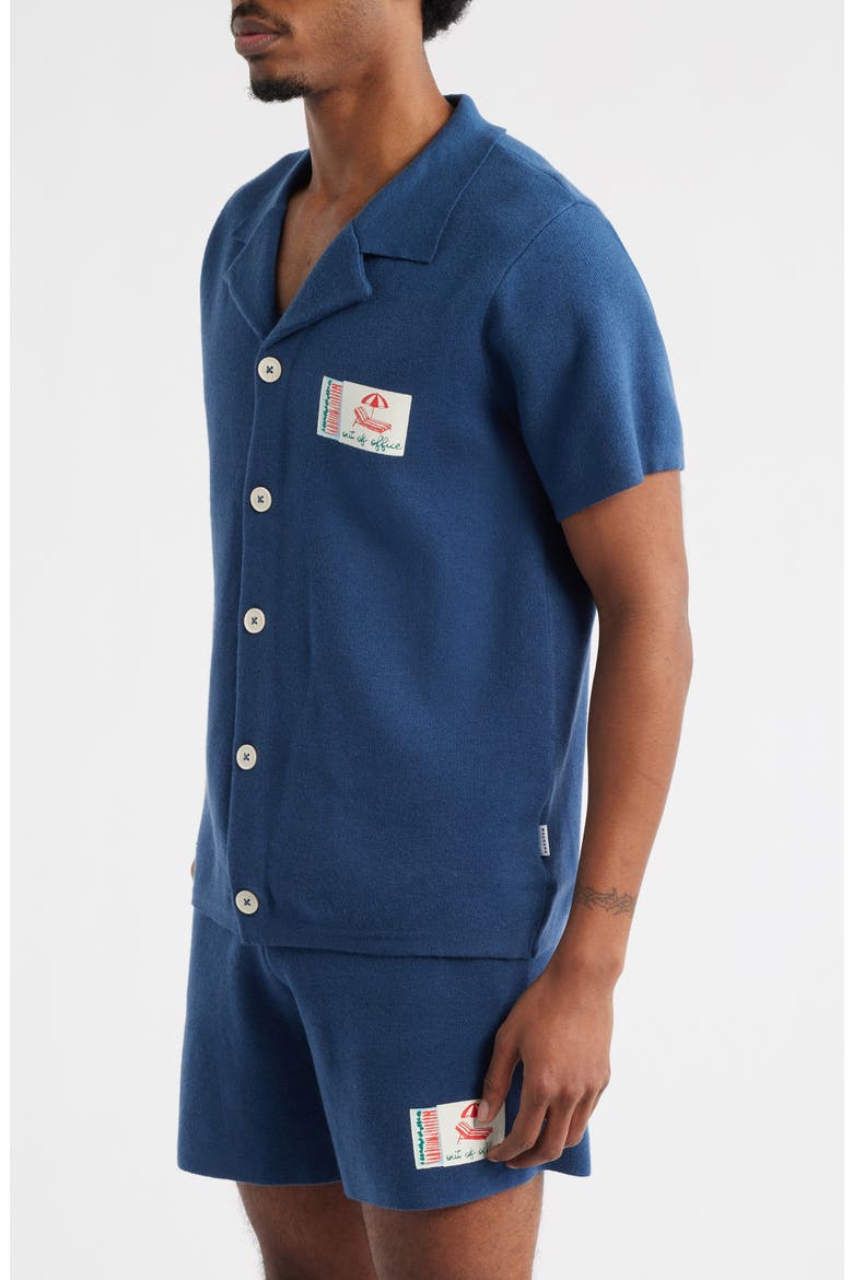 Out of Office Knit Button-Up Camp Shirt, Alternate, color, BLUE