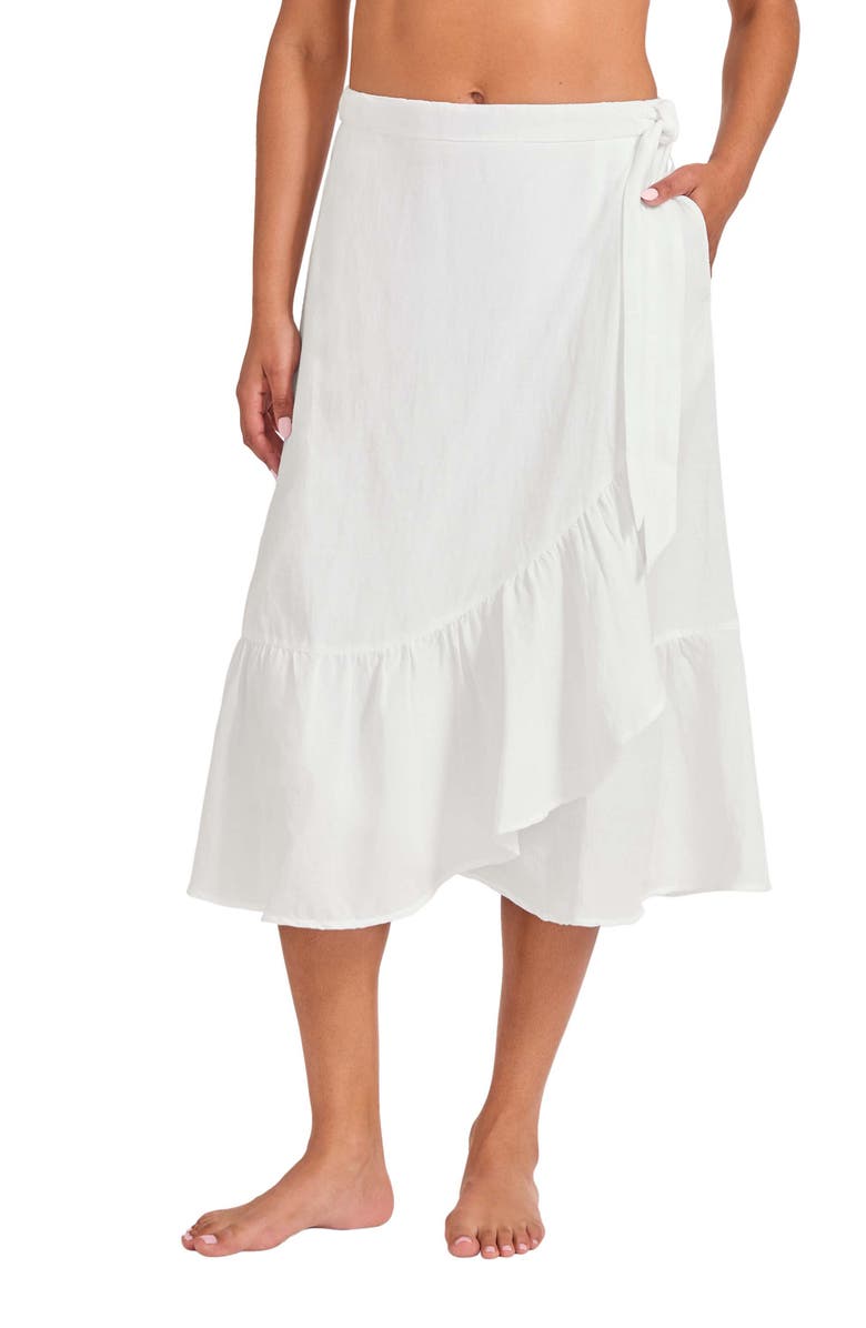 Tommy Bahama St. Lucia Linen Blend Cover-Up Wrap Skirt, Main, color, 