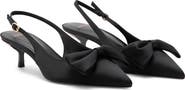 MANGO Bow Slingback Pointed Toe Kitten Heel Pump