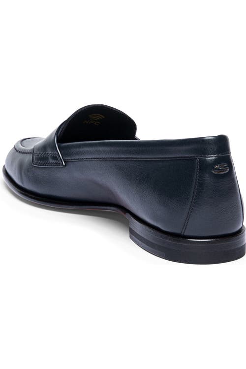Santoni Famed Leather Loafers In Blue