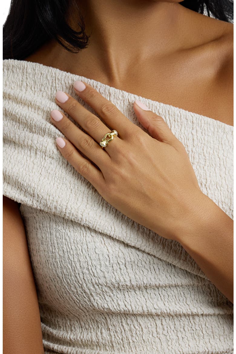 Modern Muse CZ Horse Bit Ring, Alternate, color, GOLD